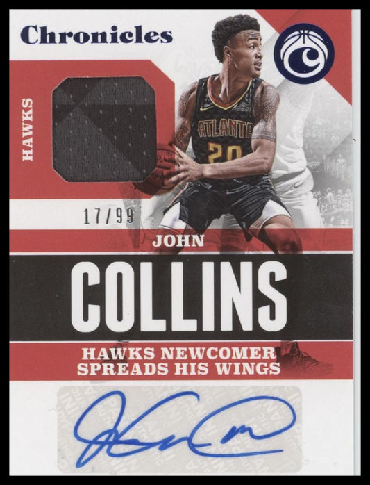 John Collins 2017-18 Panini Chronicles Signature Swatches Blue #/99 - Front