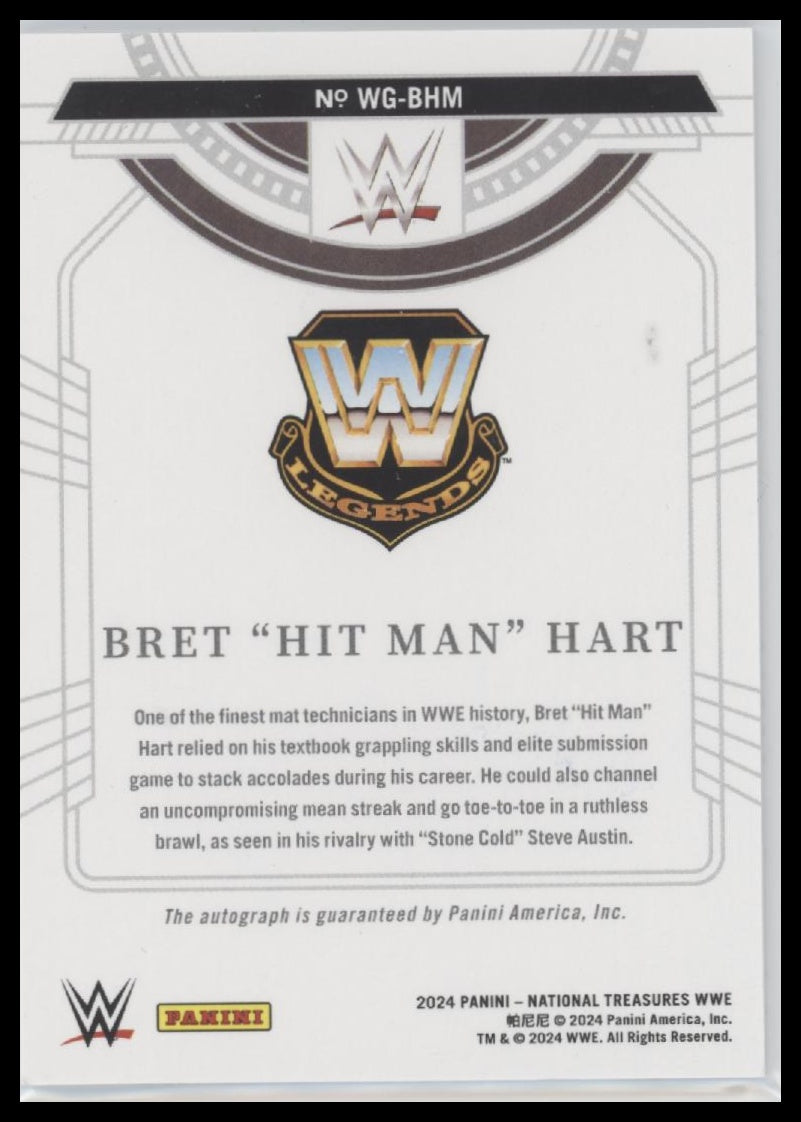 Bret “Hit Man” Hart 2024 National Treasures WWE Greatest Signatures #/49 - Back