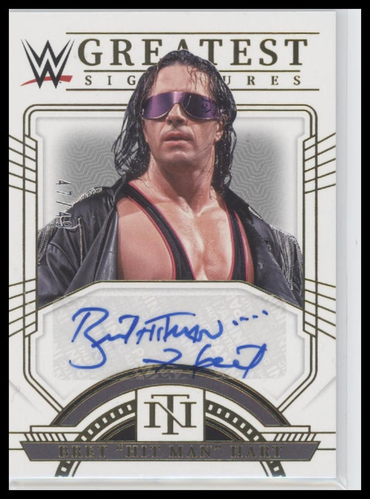 Bret “Hit Man” Hart 2024 National Treasures WWE Greatest Signatures #/49 - Front