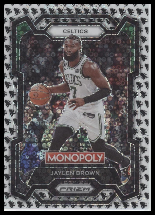 Jaylen Brown 2023-24 Panini Prizm Monopoly #8 Monopoly Man Black & White - Front