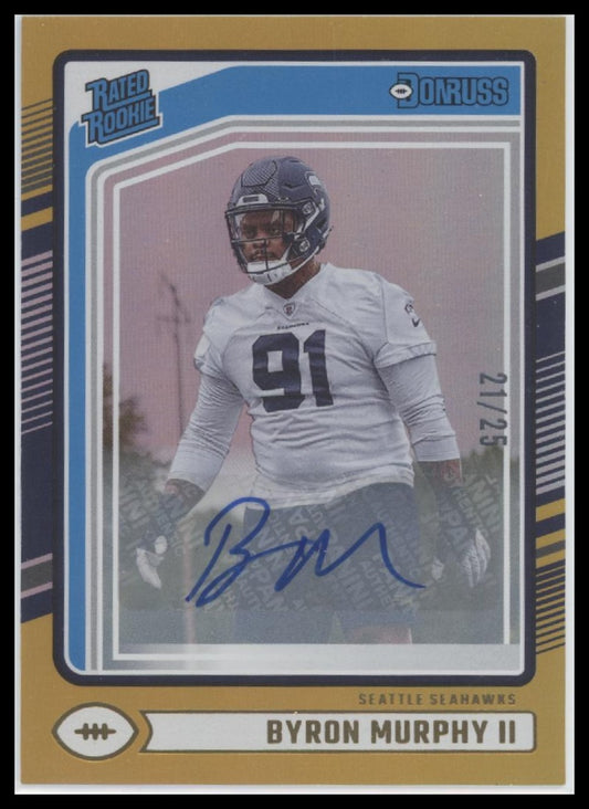 Byron Murphy II 2024 Donruss #321 Rated Rookies Autographs Gold #/25 - Front