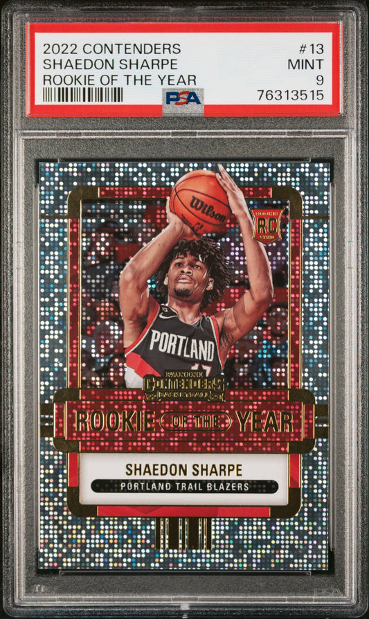 Shaedon Sharpe 2022 Rookie Of The Year Contenders #13 Rookie Of The Year PSA 9 - Front