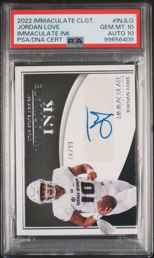 Jordan Love 2022 Collection Collegiate Immaculate Ink Immaculate Ink PSA 10 - Front