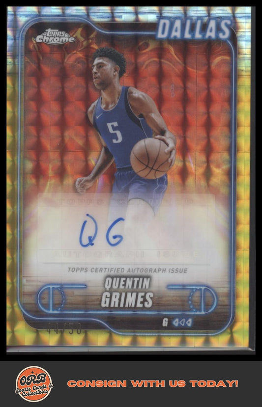 Quentin Grimes 2024-25 Topps Chrome #TCA-QG Topps Chrome Auto #/50 - Front