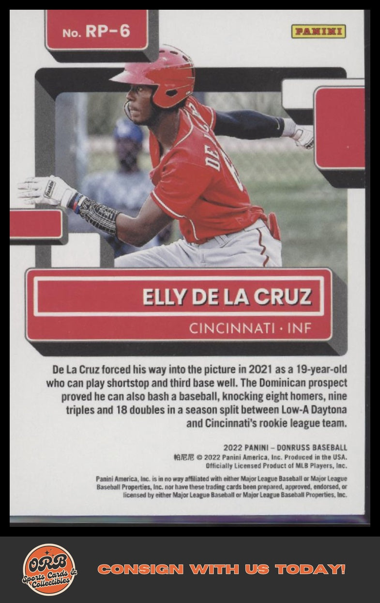 Elly De La Cruz 2022 Donruss #RP-6 Rated Prospects Rapture - Back