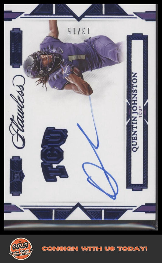 Quentin Johnston 2023 Panini Flawless Collegiate Signatures #/15 - Front