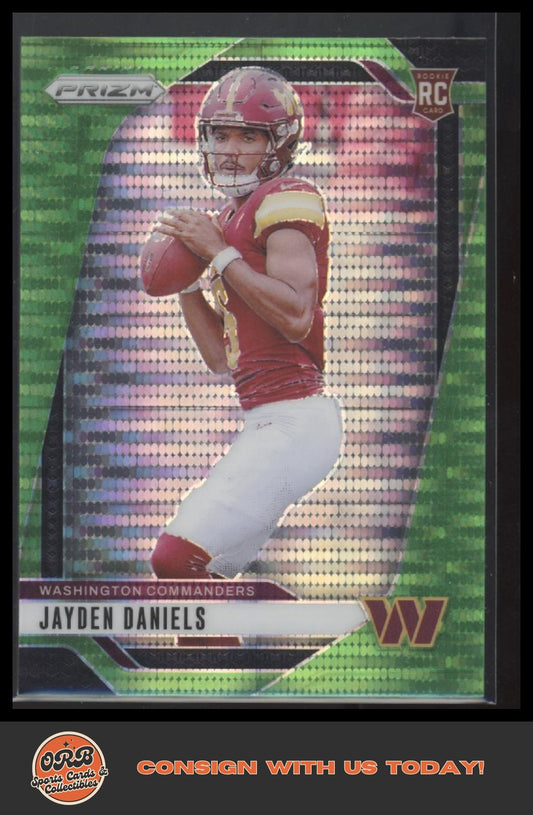 Jayden Daniels 2024 Panini Prizm #347 Neon Green Pulsar - Front