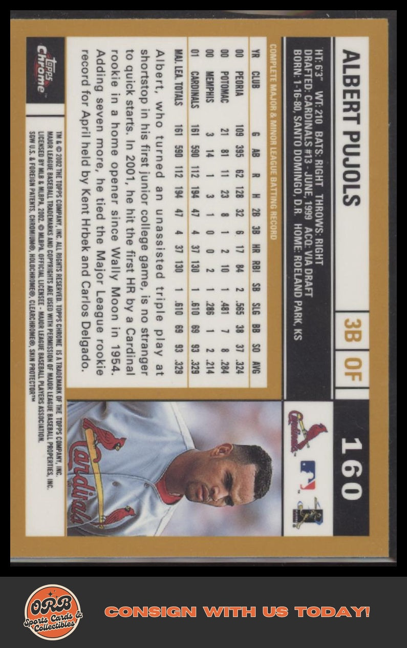 Albert Pujols 2002 Topps Chrome #160 - Back