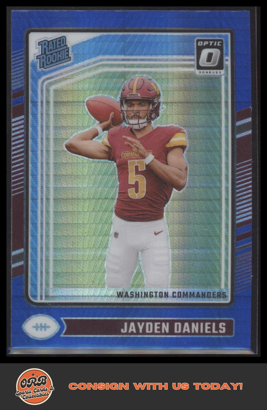 Jayden Daniels 2024 Donruss Optic #248 Blue Hyper - Front