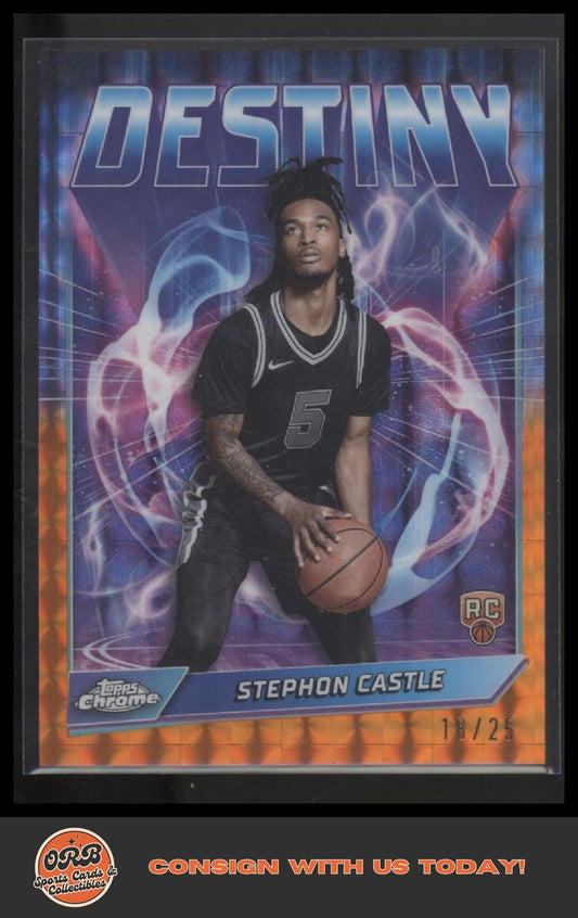 Stephon Castle 2024-25 Topps Chrome #D-3 Destiny Orange Refractor #/25 - Front