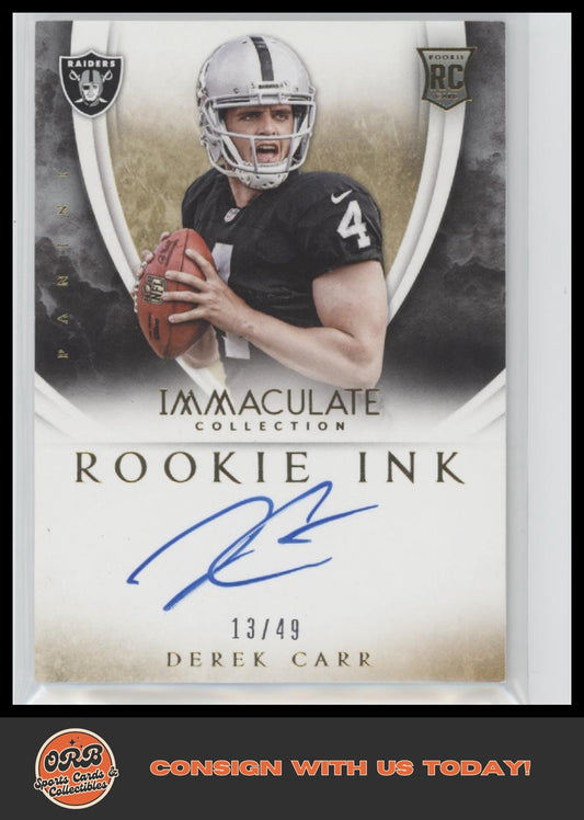 Derek Carr 2014 Panini Immaculate Collection #52 Rookie Ink #/49 - Front