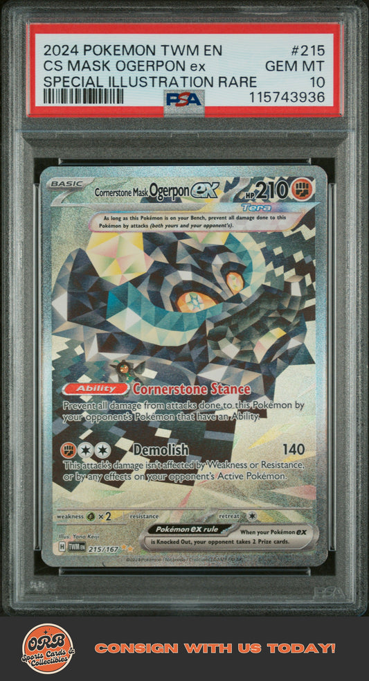 Mask Ogerpon Ex 2024 Pokemon Twilight Masquerade #215 SIR PSA 10 - Front