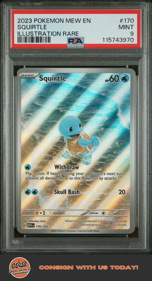 Squirtle 2023 Pokemon Mew En-151 #170 Illustration Rare PSA 9 - Front