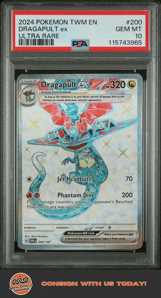 Dragapult Ex 2024 Pokemon Twm En-Twilight Masquerade #200 Ultra Rare PSA 10 - Front