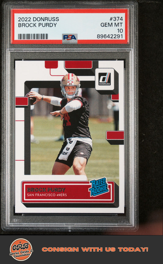 Brock Purdy 2022 Panini Donruss #374 PSA 10 - Front