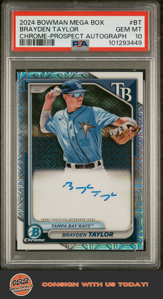 Brayden Taylor 2024 Bowman Chrome Prospect Auto PSA 10 - Front