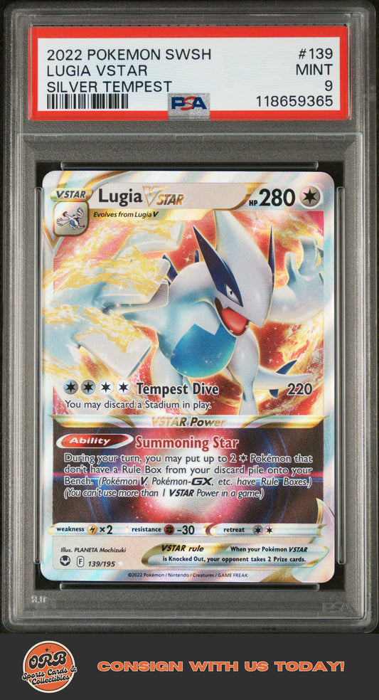 Lugia Vstar 2022 Pokemon Sword & Shield Silver Tempest #139 Silver Tempest PSA 9 - Front