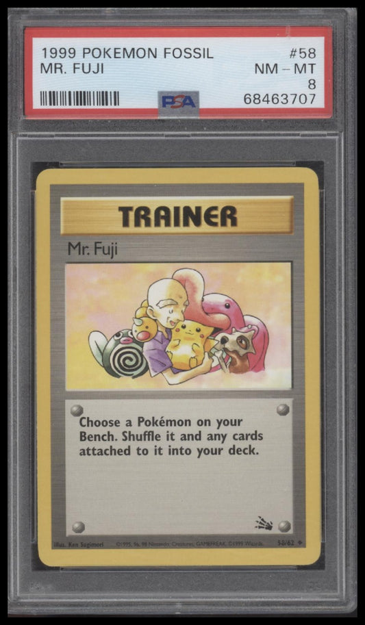 Mr. Fuji 1999 Pokemon Fossil #58 PSA 8 - Front