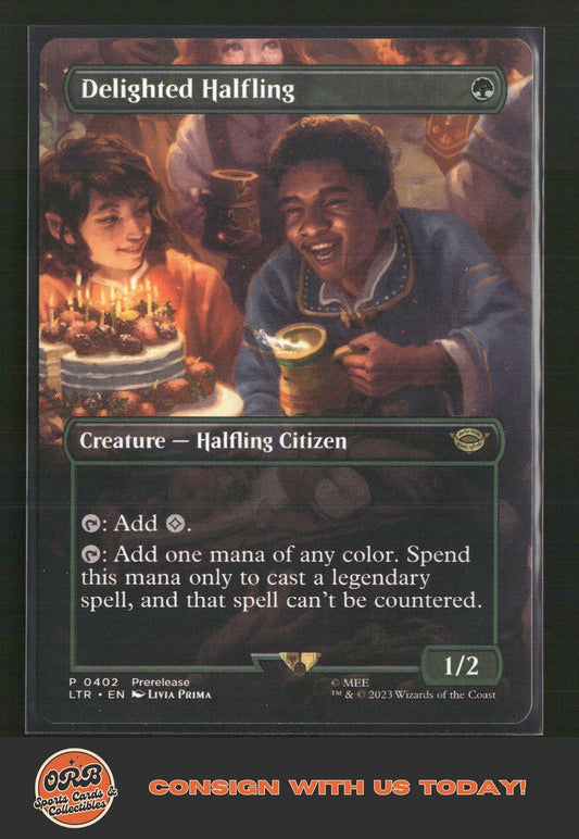 Delighted Halfling (Borderless) Tales of Middle-earth #402 - Front