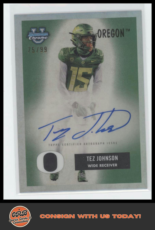 Tez Johnson 2024 Bowman University Chrome Autographs #/99 - Front