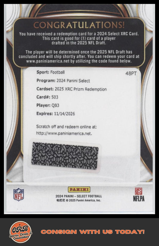 2025 XRC QB3 Redemption - 2024 Select Football - Front