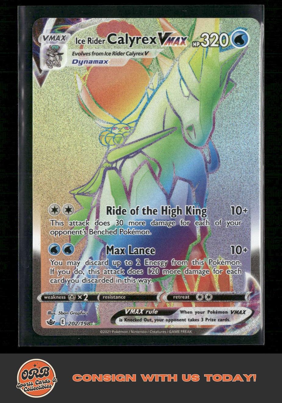 Ice Rider Calyrex VMAX (Secret) SWSH06: Chilling Reign #202/198 - Front