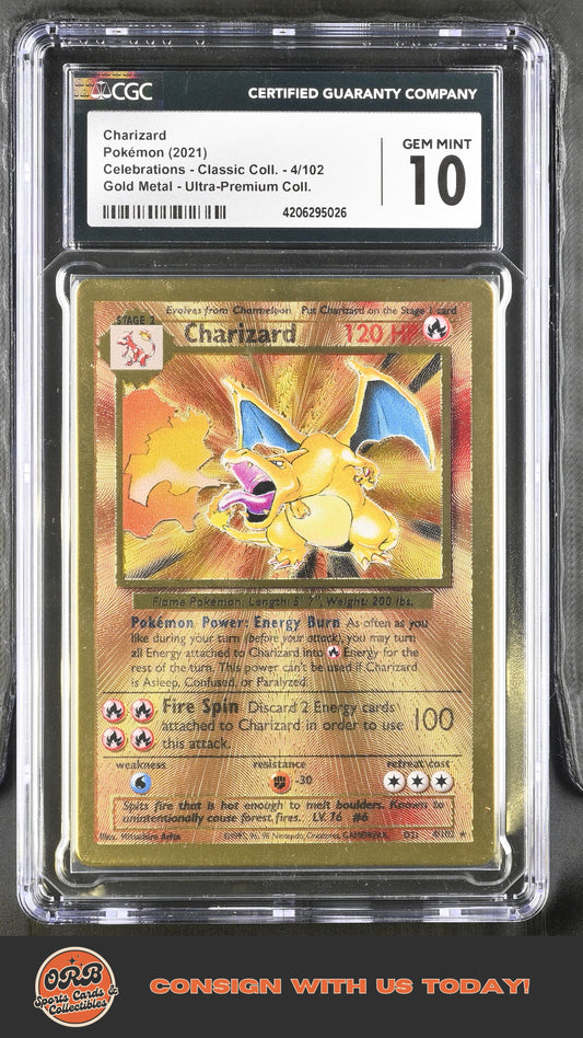 Charizard 2021 Celebrations - Classic Coll. #4/102 CGC 10 Gold Card - Front