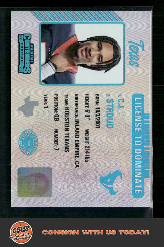 C.J. Stroud 2023 Panini Contenders #29 License to Dominate - Front