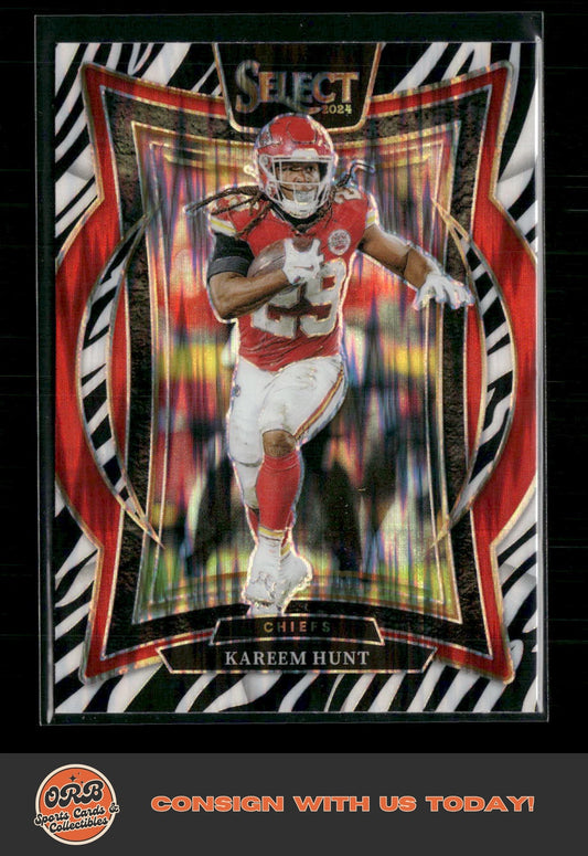 Kareem Hunt 2024 Panini Select #75 Zebra Prizm - Front