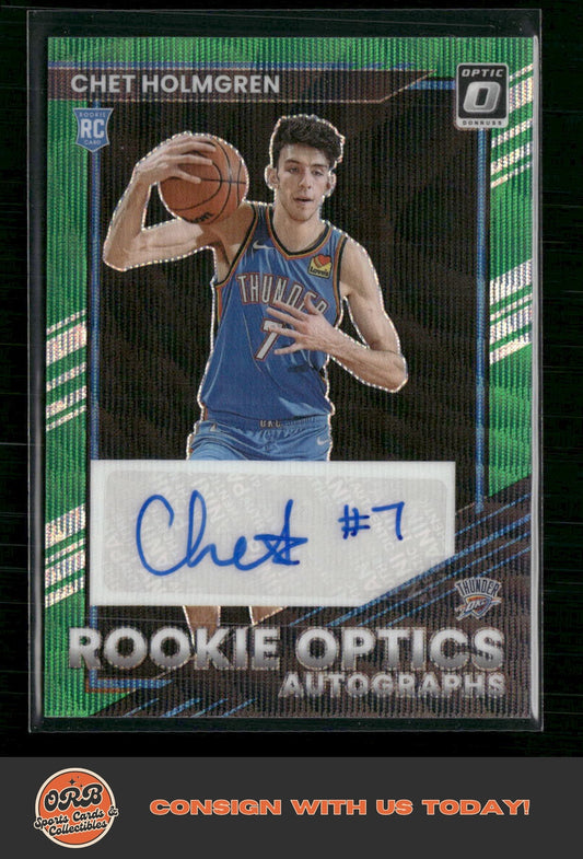 Chet Holmgren 2022-23 Donruss Optic Rookie Optics Autographs Green - Front