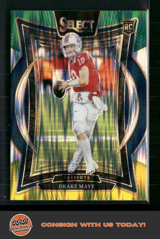 Drake Maye 2024 Panini Select #27 Green & Yellow Prizm Shock - Front