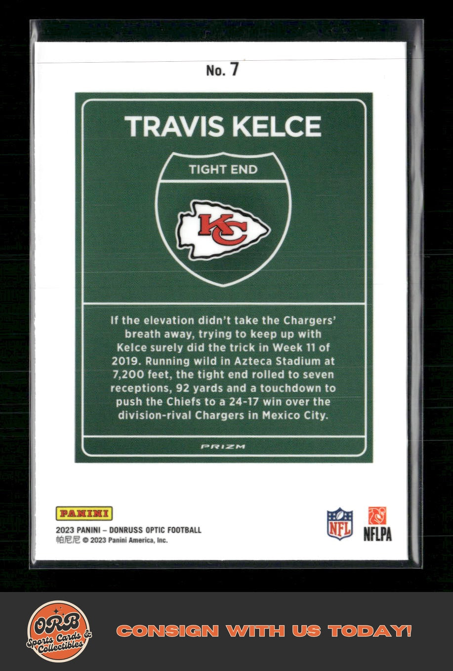 Travis Kelce 2024 Donruss #7 Downtown! - Back