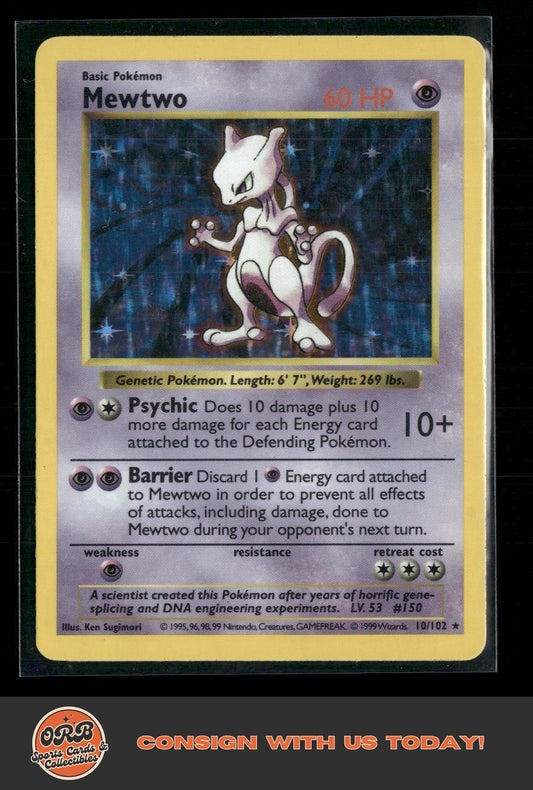 Mewtwo Base Set (Shadowless) #010/102 - Front