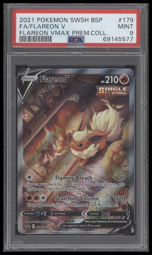 Fa/Flareon V 2021 Pokemon #179 Flareon Vmax Prem.Coll. PSA 9 - Front
