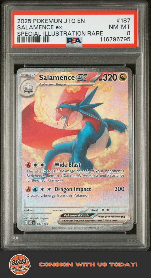 Salamence Ex 2025 Pokemon #187 Special Illustration Rare PSA 8 - Front