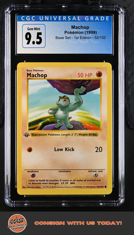 Machop 1999 Base Set - 1st Ed. #52/102 CGC 9.5 - Front
