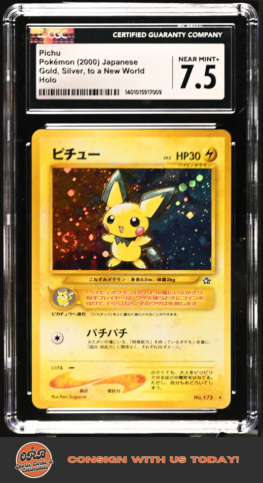 Pichu 2000 Gold, Silver, to a New World # CGC 7.5 - Front