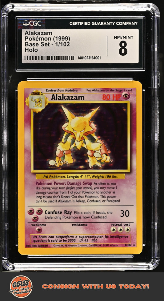 Alakazam 1999 Base Set #1/102 CGC 8 - Front