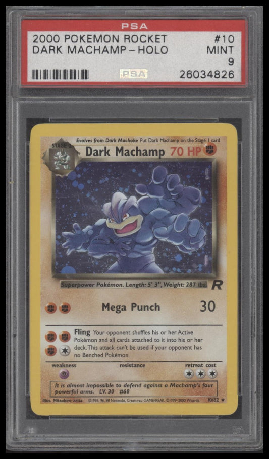 Dark Machamp-Holo 2000 Pokemon Rocket #10 PSA 9 - Front
