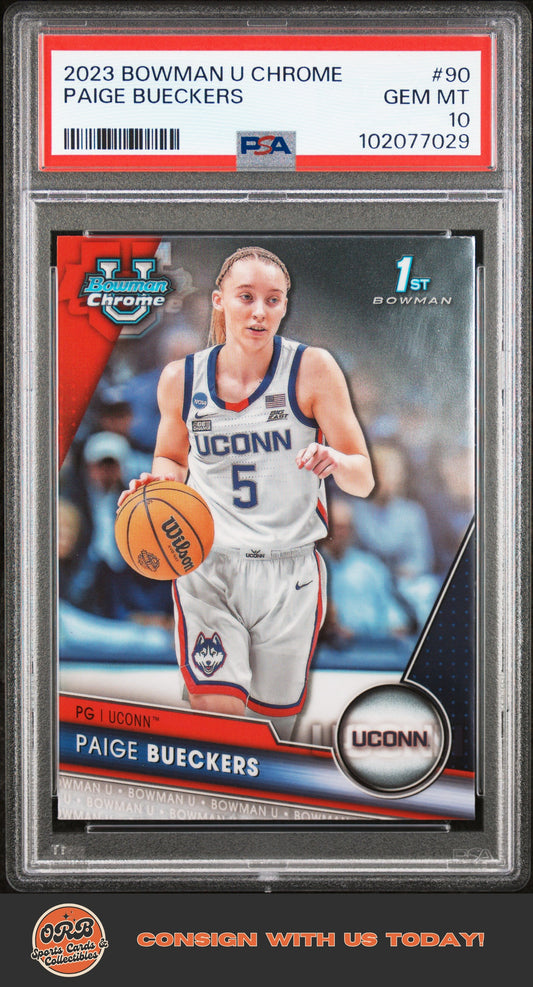Paige Bueckers 2023 Bowman University Chrome #90 PSA 10 - Front