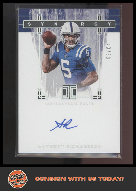 Anthony Richardson 2024 Panini Impeccable #SS-ARN Synergy Signatures #/50 - Front