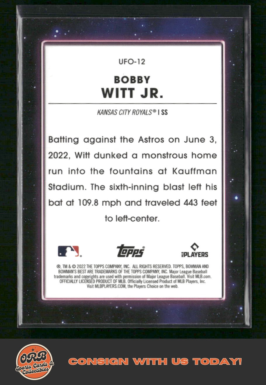 Bobby Witt Jr. 2022 Bowman's Best #UFO-12 UFO Lava Refractor #/50 - Back