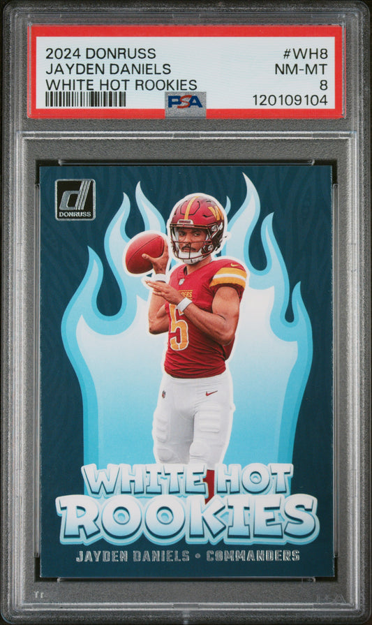 Jayden Daniels 2024 Panini Donruss White Hot Rookies #WH8 PSA 8 - Front
