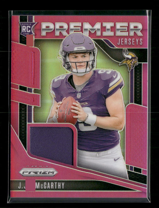 J.J. McCarthy 2024 Panini Prizm #PJ-JJM Premier Jerseys Pink - Front