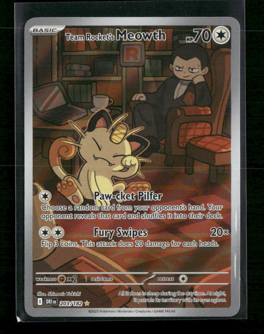 Team Rocket's Meowth SV10: Destined Rivals #203/182 - Front