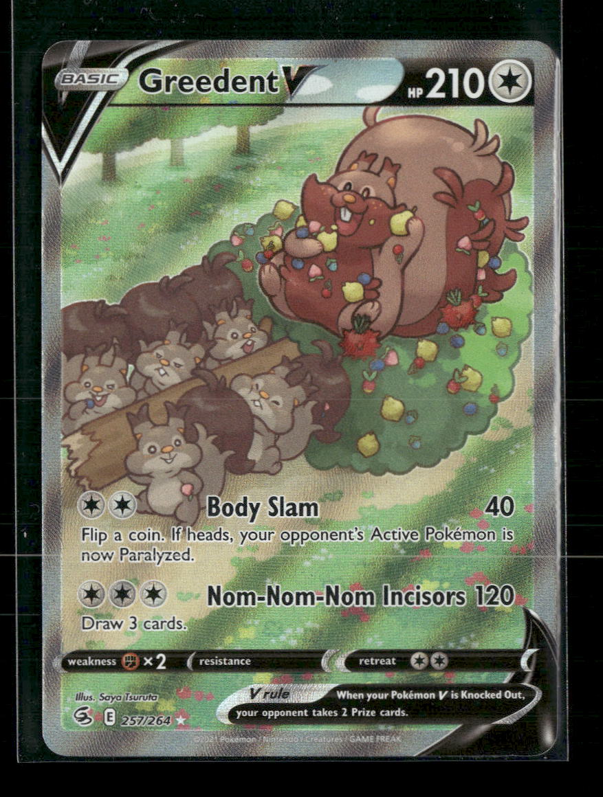 Greedent V (Alternate Full Art) SWSH08: Fusion Strike #257/264 - Front