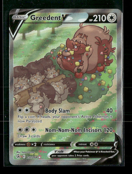 Greedent V (Alternate Full Art) SWSH08: Fusion Strike #257/264 - Front
