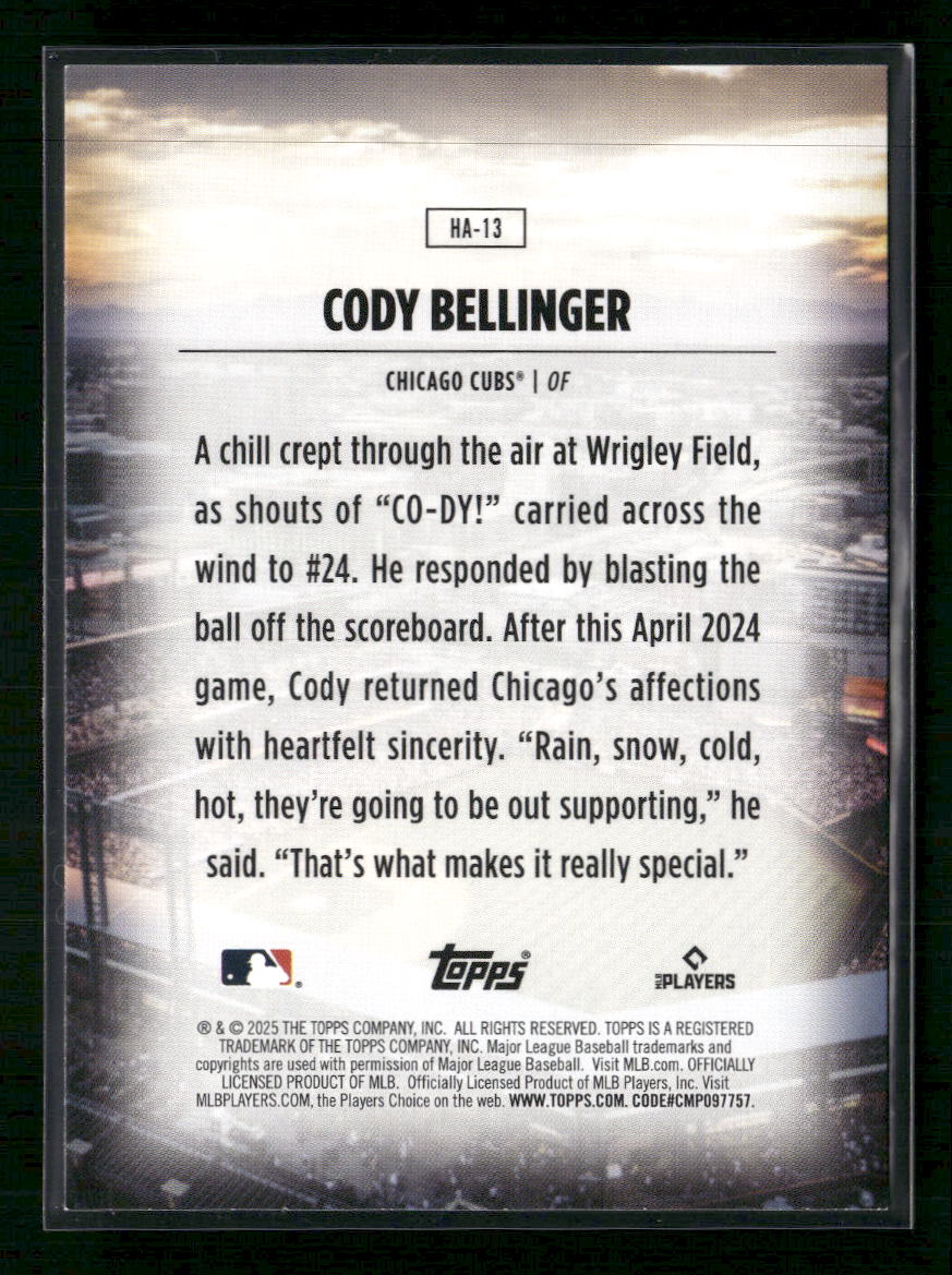 Cody Bellinger 2025 Topps #HA-13 Home Field Advantage - Back
