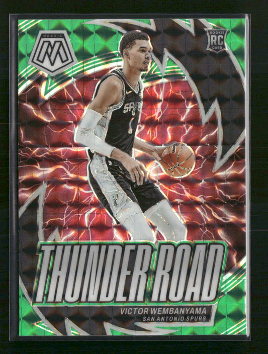 Victor Wembanyama 2023-24 Panini Mosaic #8 Thunder Road Mosaic Green - Front