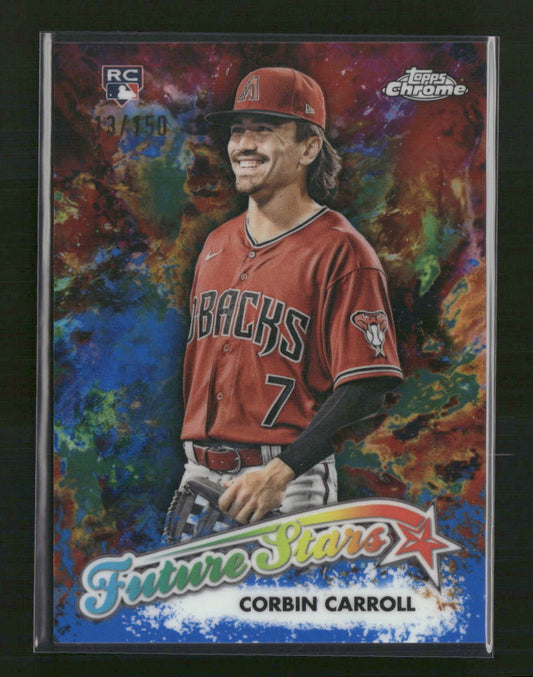 Corbin Carroll 2023 Topps Chrome Logofractor Future Stars Blue Refr #/150 - Front